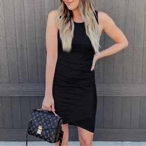 BTFBM Women Summer Sleeveless Tank Dresses Slim Fit Short Ruched Bodycon NEW tag